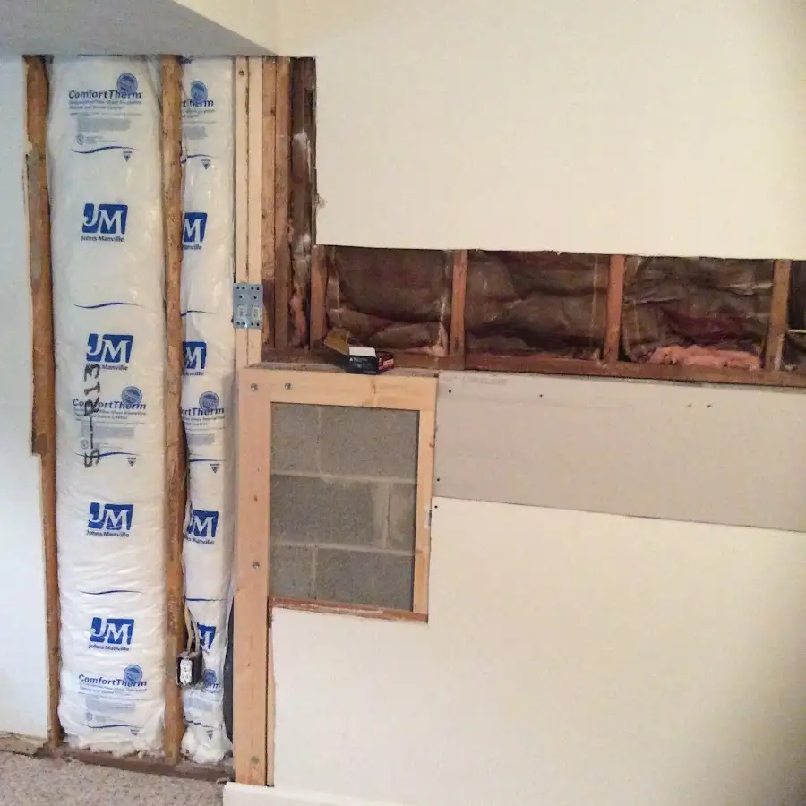Wall insulation replacement during Basement Flood Cleanup in Anderson Creek